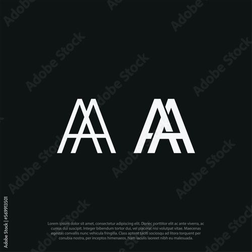 simple monochrome lettering AA logo design symbol vector with interconnection concept