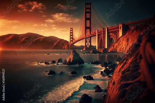 photo of the Golden Gate Bridge that is stunning Generative AI