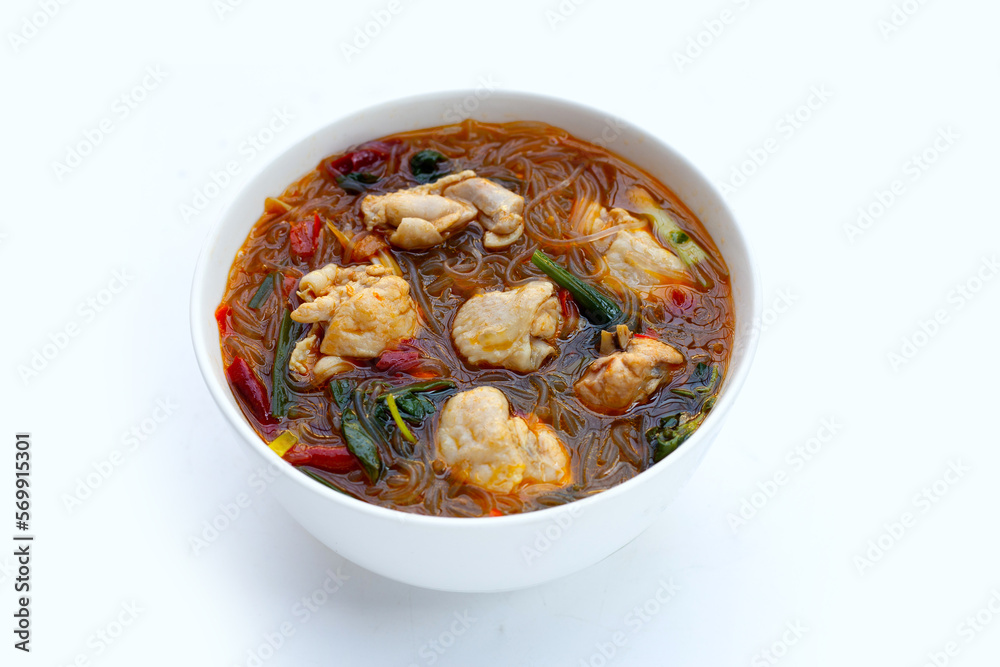 Spicy chicken soup with vermicelli or glass noodle Spicy chicken soup with vermicelli or glass noodle