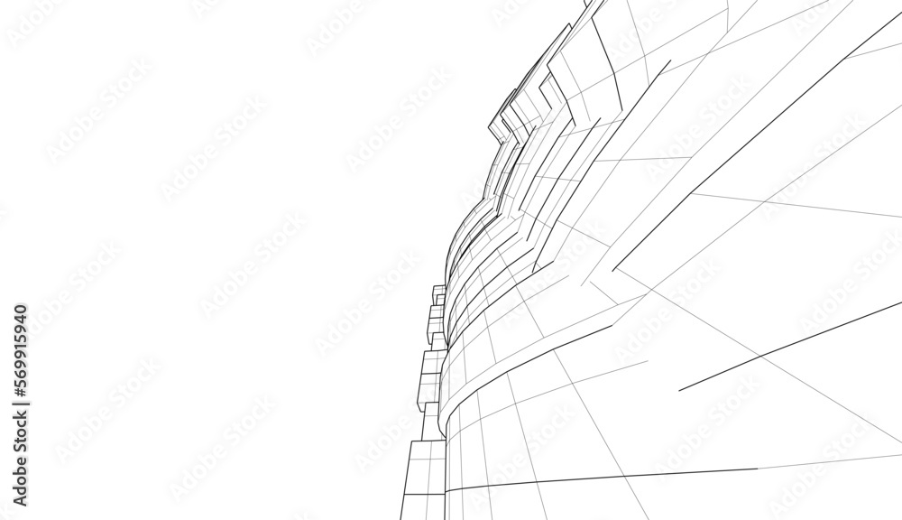 Abstract architecture design 3d drawing