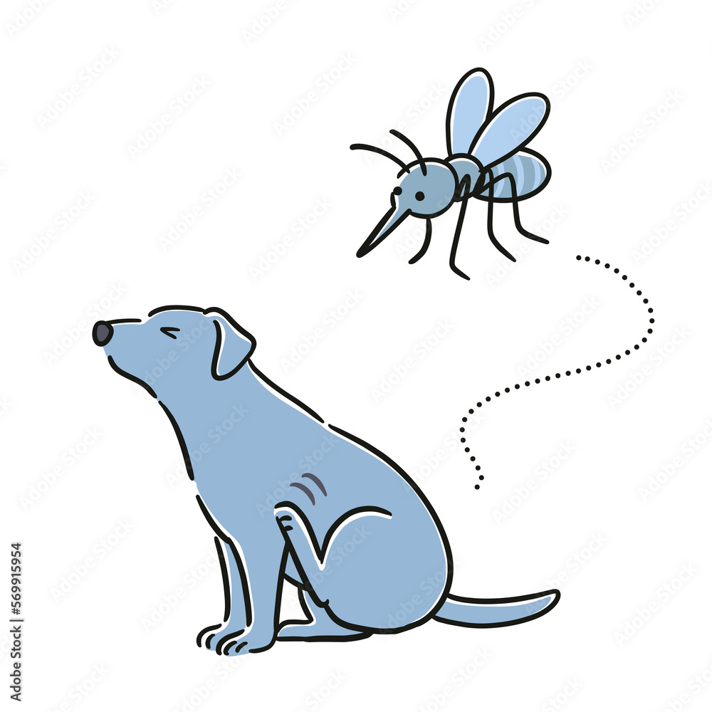 蚊に刺される犬のイラスト