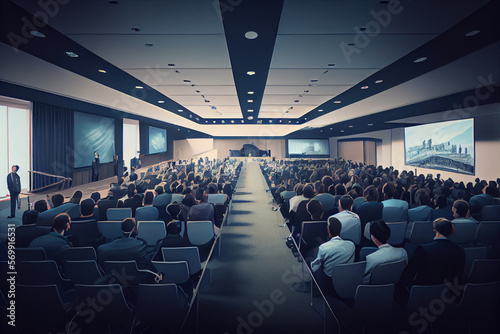 Business event in conference hall, group if people. Generative AI © Rade11 Photography