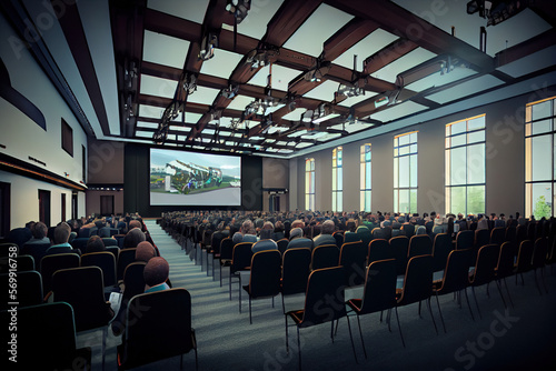Business event in conference hall, group if people. Generative AI