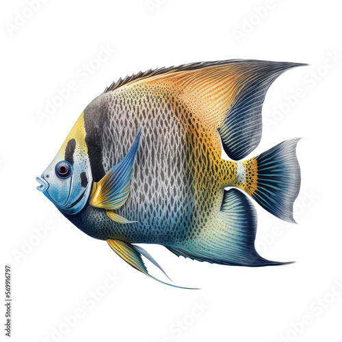 Multi Color Angelfish Illustration, Transparent Background, PNG, Generative AI  © Purple Penguin GFX