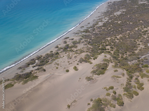 Dunes of Bani - desert in the Dominican Republic and caribbean sea birds view