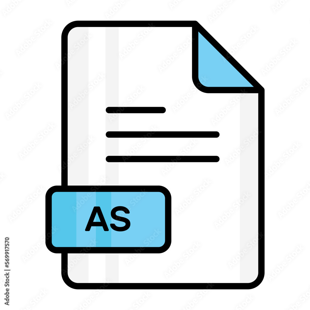 An amazing vector icon of AS file, editable design An amazing vector icon of AS file, editable design