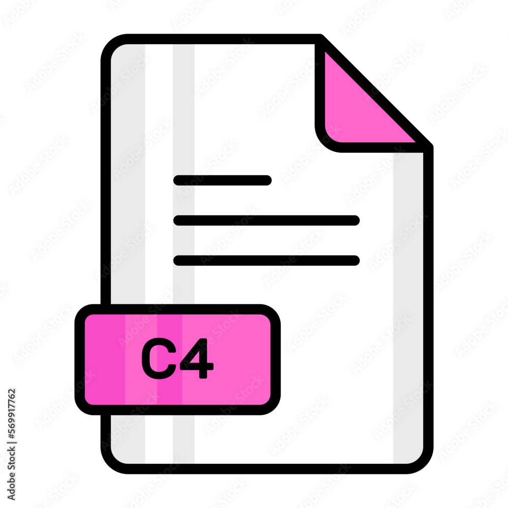 An amazing vector icon of C4 file, editable design An amazing vector icon of C4 file, editable design