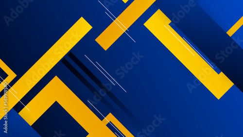 Modern dark blue geometric background with yellow square lines. The pattern can be used for brand-new background.