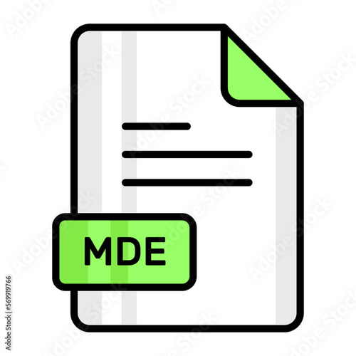 An amazing vector icon of MDE file, editable design