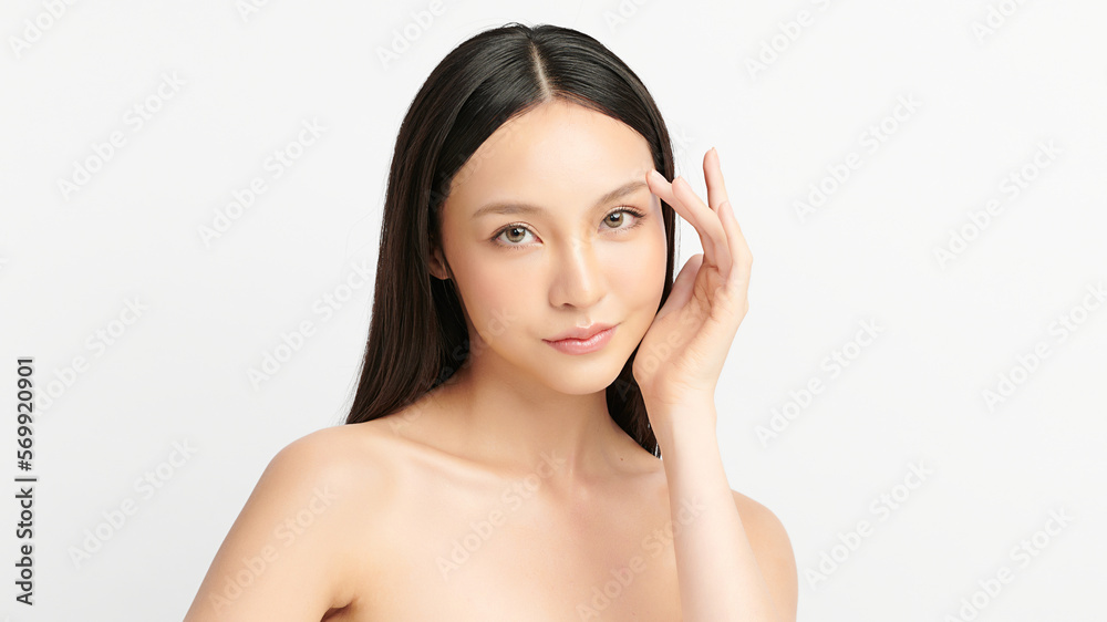 Beautiful young asian woman with clean fresh skin on white background, Face care, Facial treatment, Cosmetology, beauty and spa, Asian women portrait. Beautiful young asian woman with clean fresh skin on white background, Face care, Facial treatment, Cosmetology, beauty and spa, Asian women portrait.