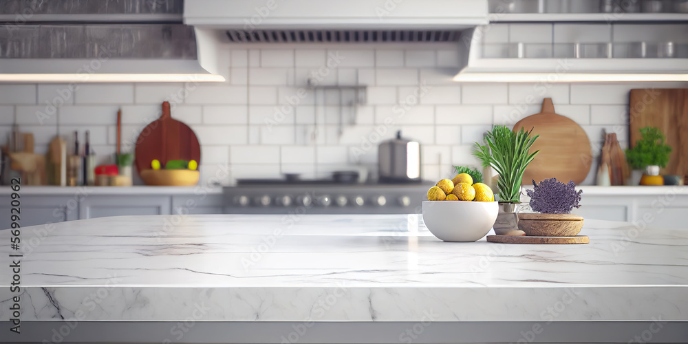 Elegant Marble Kitchen Island: A Stunning Display Background for Your