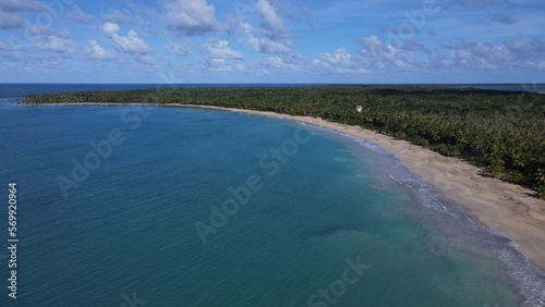 Big caribbean beach Esmeralda Miches Dominican Republic birds view © Oleksii