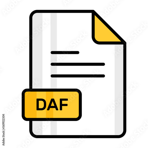An amazing vector icon of DAF file, editable design
