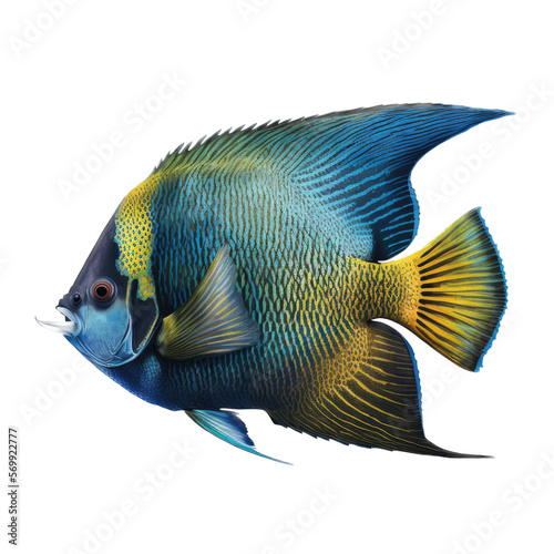 Multi Color Angelfish Illustration, Transparent Background, PNG, Generative AI  © Purple Penguin GFX
