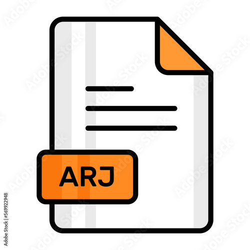 An amazing vector icon of ARJ file, editable design