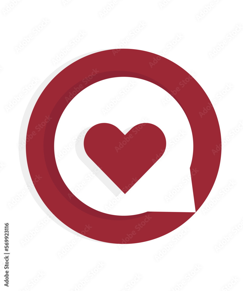 Vector icon. With heart shape. Social media vector red heart icon on isolated background.
