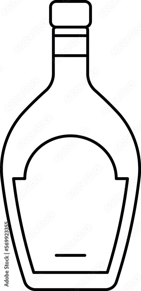 Cognac icon. Alcohol glass bottle linear symbol