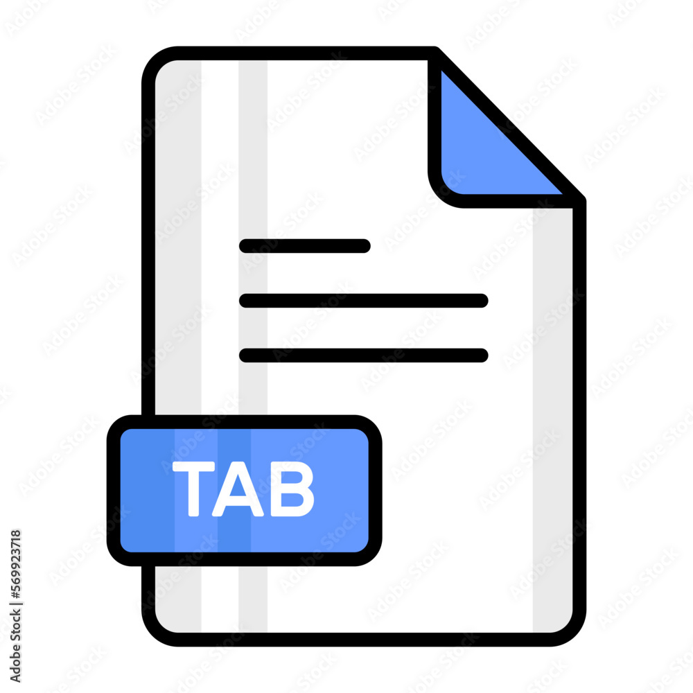 An amazing vector icon of TAB file, editable design An amazing vector icon of TAB file, editable design