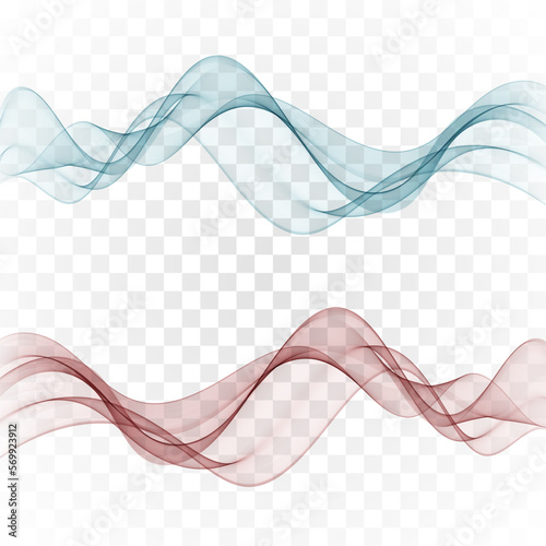 Blue and red flow transparent wave, smoky wave, design element background set.