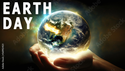 Earth day banner poster with text 