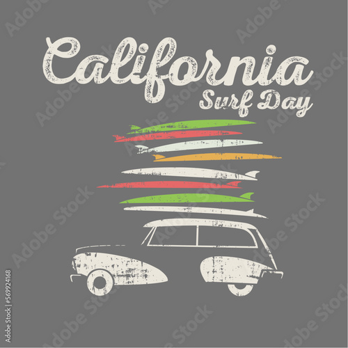 california surf car and long board silhouette 