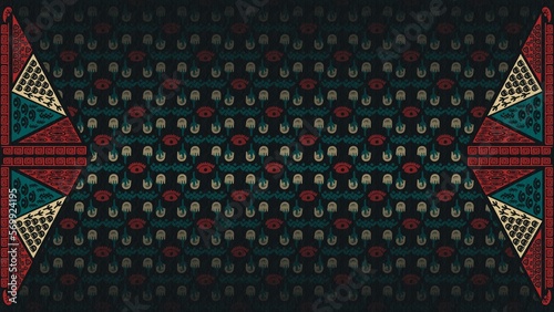 Dark folk, geometric ornamental pattern background, decorative illustrations, wallpaper, desktop, cover, card