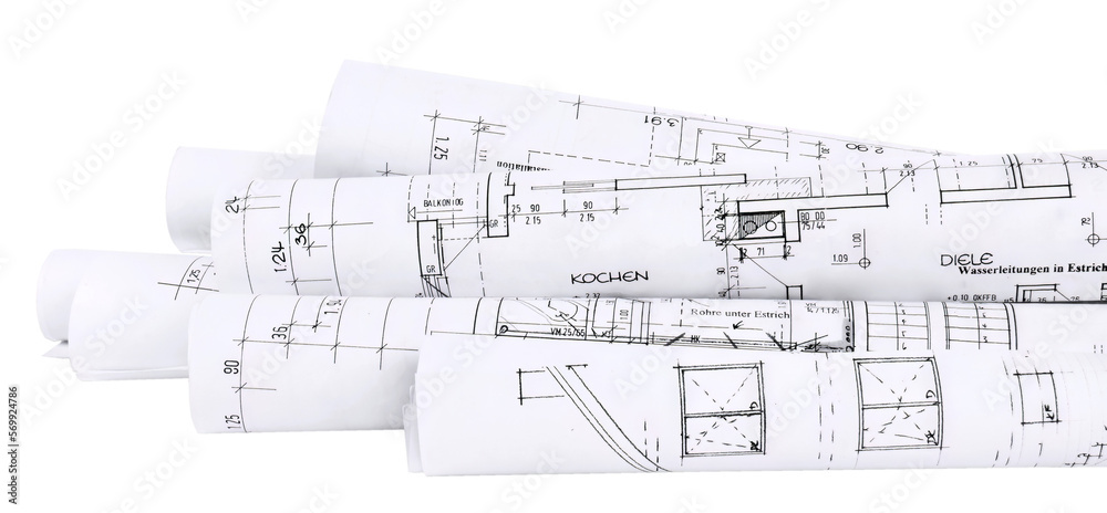 Building plans for house building, transparent background - obrazy, fototapety, plakaty 