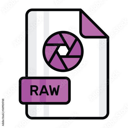 An amazing vector icon of RAW file, editable design