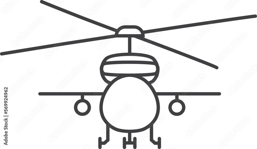 Military copter line icon. Rotor aircraft front view Military copter line icon. Rotor aircraft front view