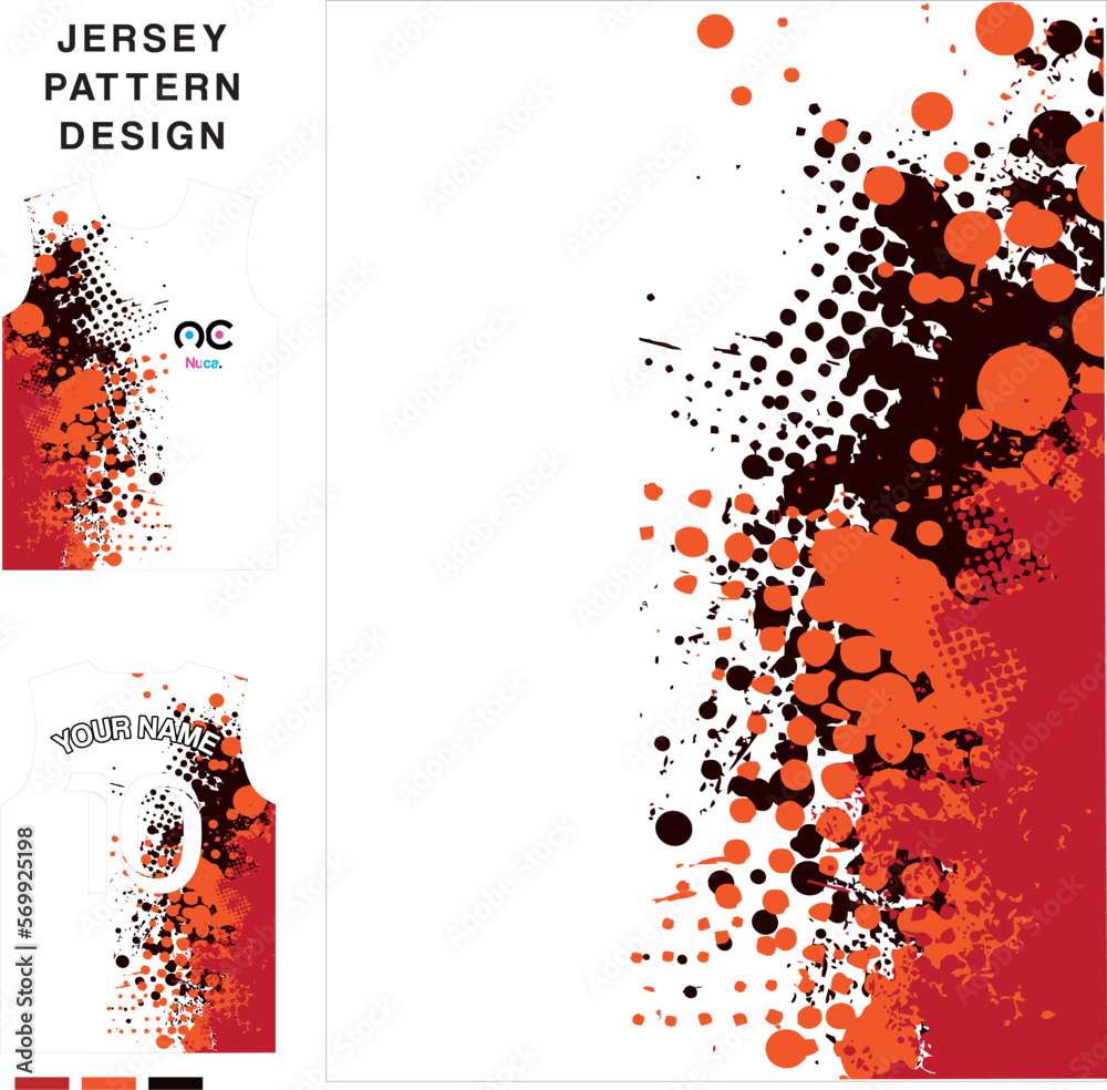 basketball jersey pattern design template. red abstract background