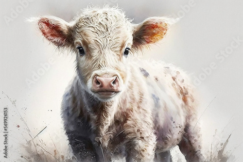 baby cow cute, Generative AI