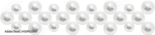 White bead pattern string. Realistic pearl jewelry