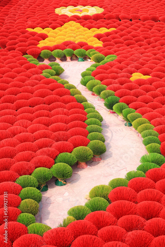 Colorful incenses at Quang Phu Cau village in Hanoi, Vietnam.	