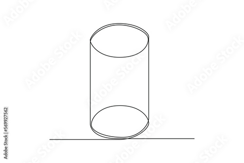 Single one line drawing cylinder. Geometric shapes concept. Continuous line draw design graphic vector illustration.