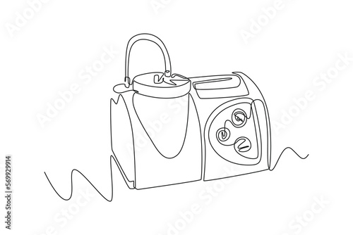Continuous one line drawing a suction. Health tool concept. Single line draw design vector graphic illustration.