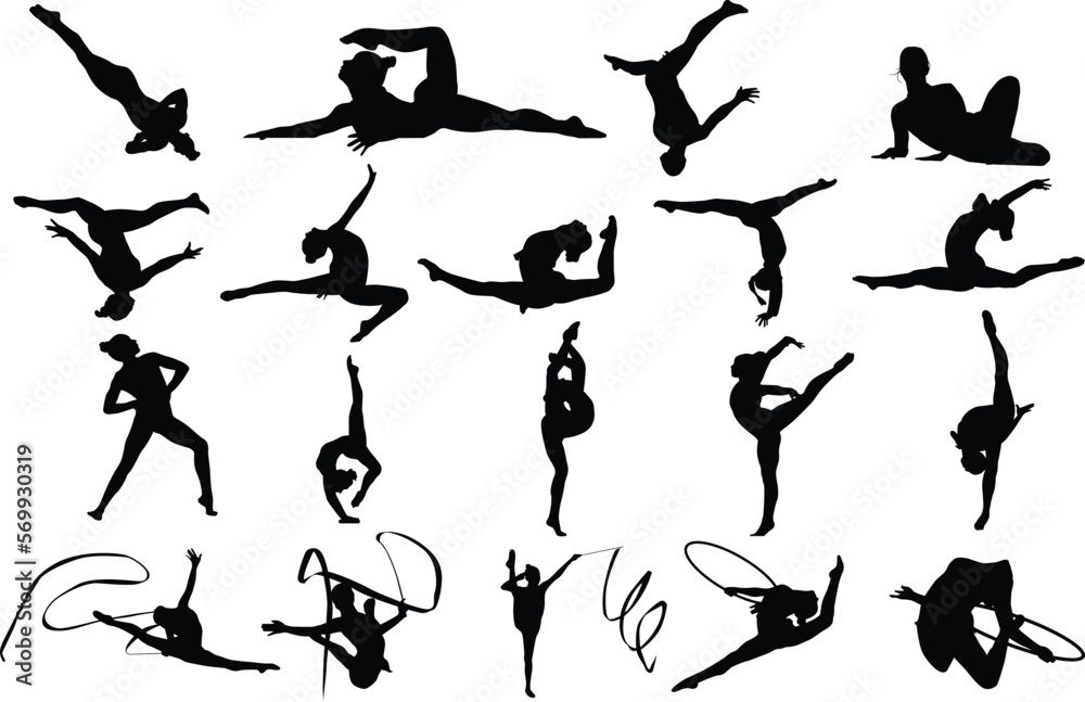 gymnastic silhouettes. Performing arts sport
