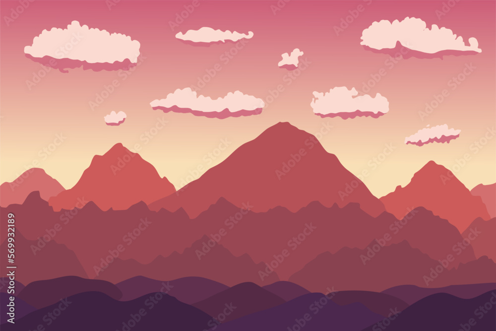 Vector mountain landscape - outdoor background