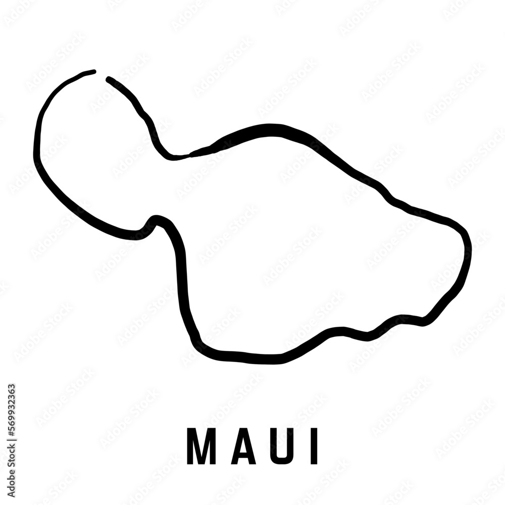 Maui island simple outline vector map Maui island simple outline vector map