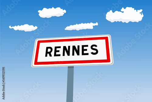 Rennes city sign in France