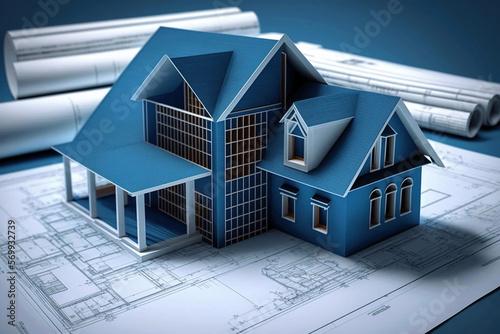 Home model architect blueprint design. Generative ai.