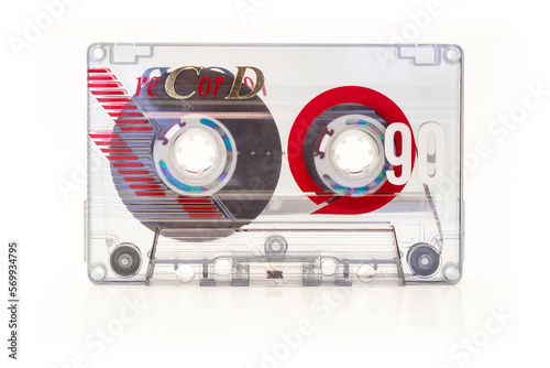 Audio cassette tape - old vintage compact audio cassette isolated on white background