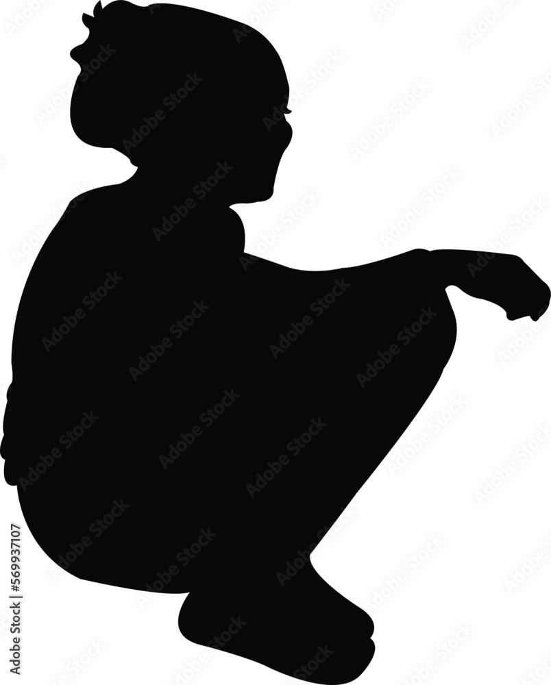 a child sitting body silhouette vector