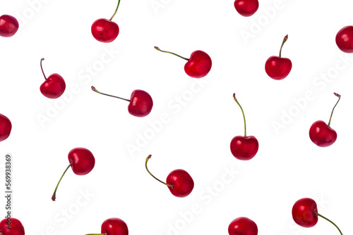 Fotografia Pattern cherry berries isolated on transparent background
