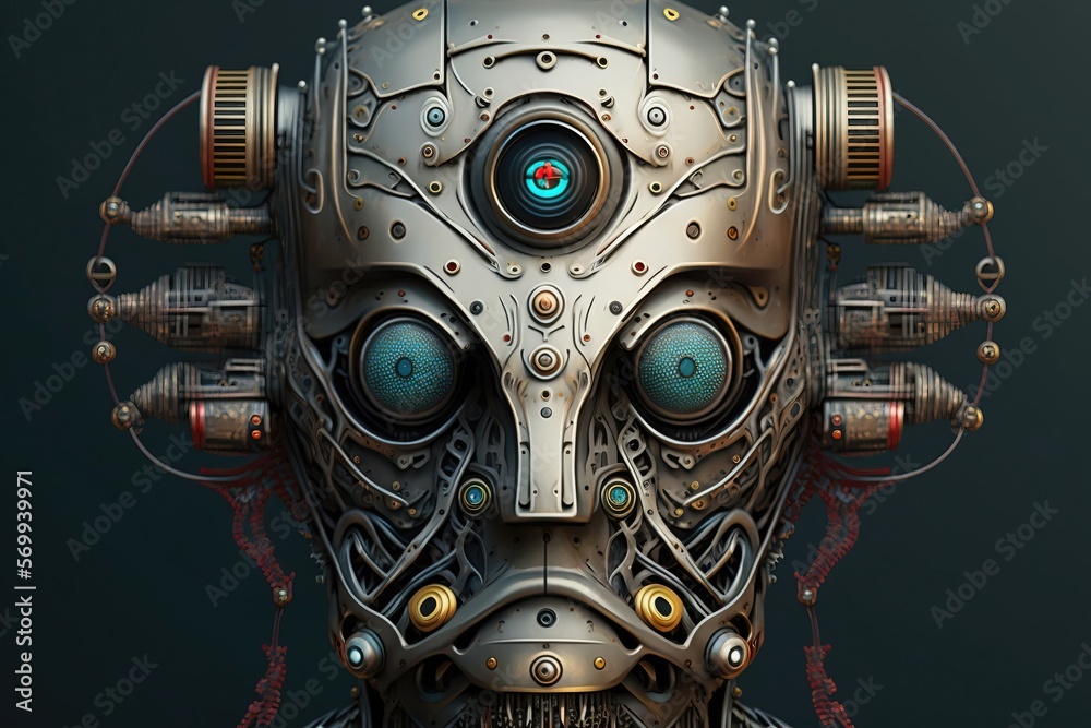 A cubist style robotic face. Created with Generative AI A cubist style robotic face. Created with Generative AI