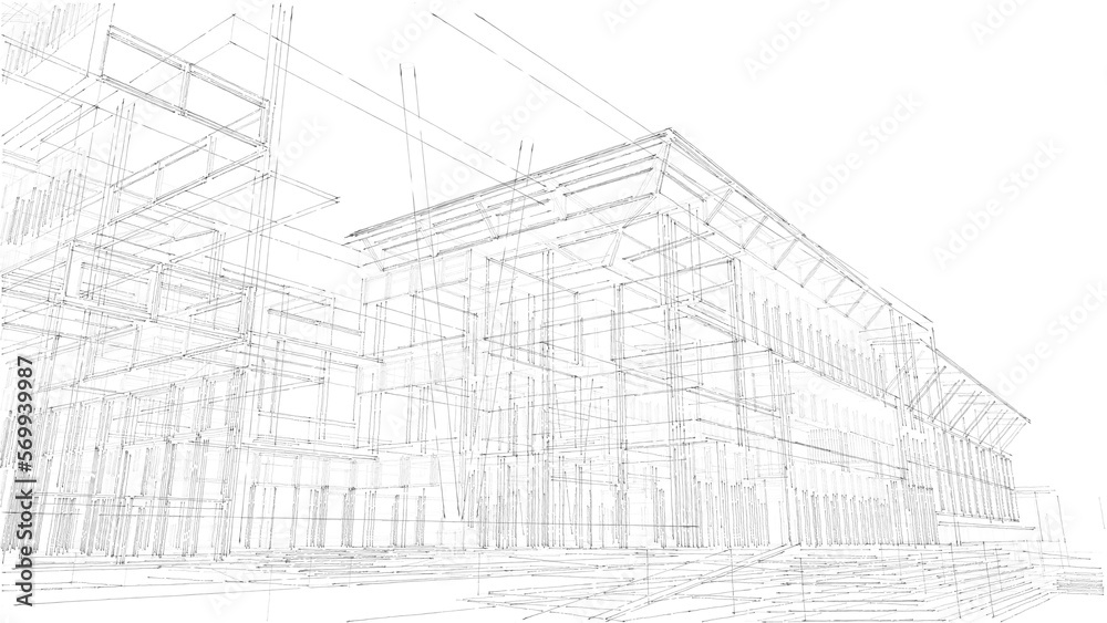 Architectural sketch of a building