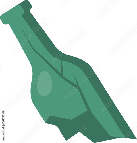 Broken glass bottle flat icon Trash sorting and utilization