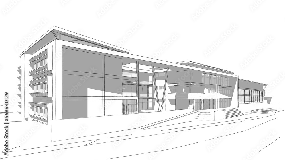 Architectural sketch of a building Architectural sketch of a building