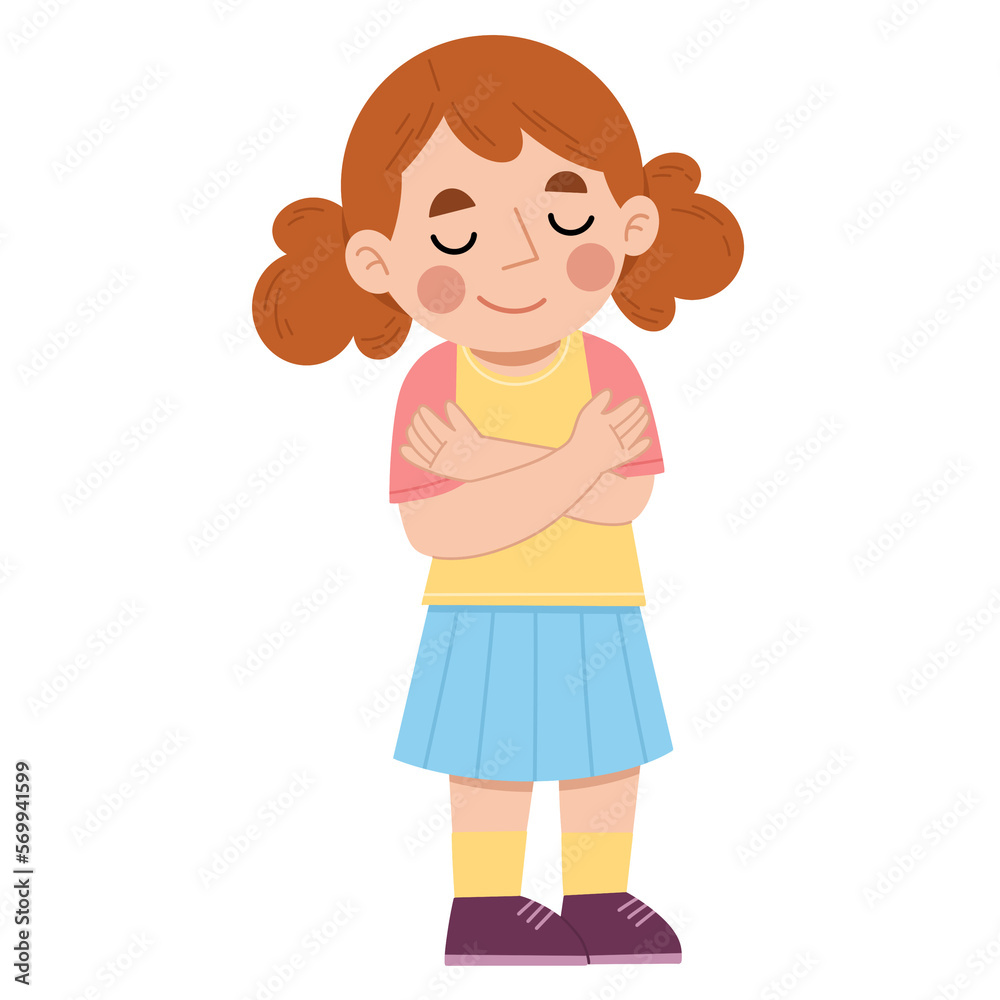 Illustration of a girl showing self love Illustration of a girl showing self love
