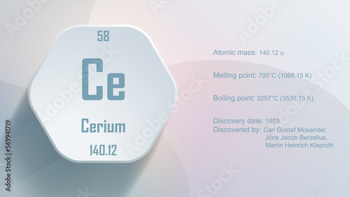 Modern periodic table element Cerium 3D Vector Illustration