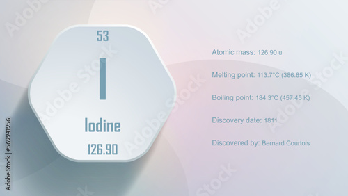 Modern periodic table element Iodine 3D Vector Illustration
